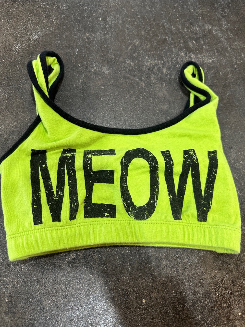 Neon Lime "MEOW" Sports Bra
